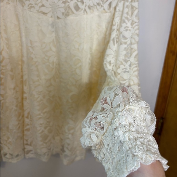 Torrid Ivory Romantic Mesh and Lace Victorian Feminine Top - Picture 8 of 9